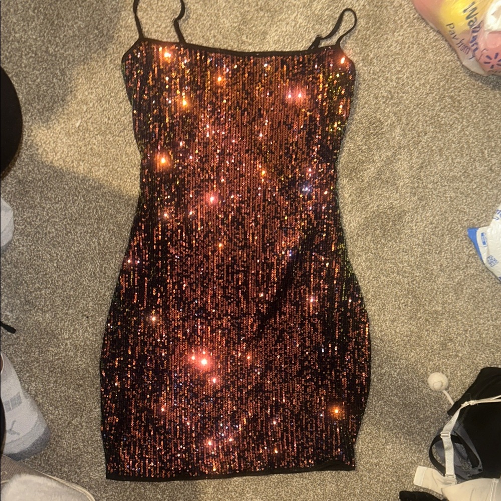 Sequin Black and Red Dress